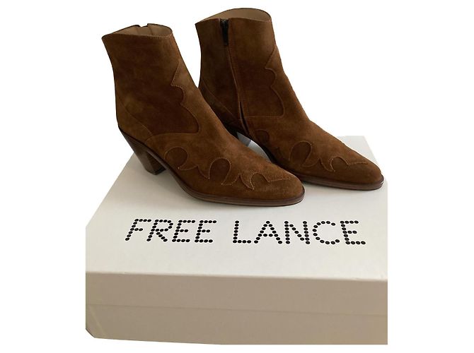 Free Lance Jane Ankle Boots Cognac Deerskin 37