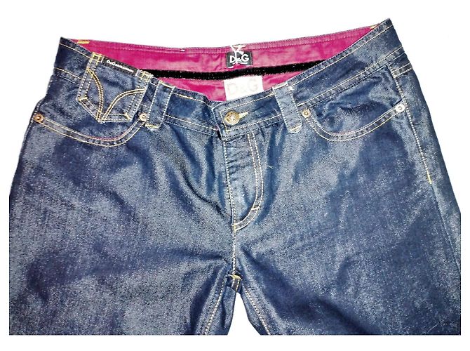 DOLCE & GABBANA JEANS DEVOTEES RAW SILVER INTERIOR CHERRY W30l34 T 42/44 Azul marino