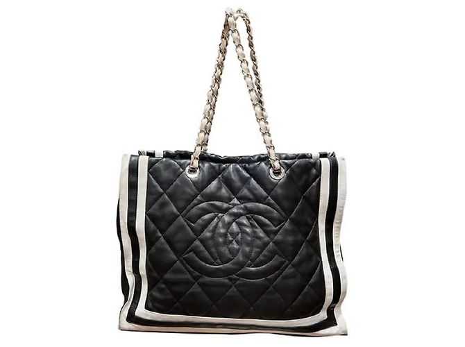 Bolsa de mão Chanel Cambon em couro de cordeiro acolchoado Multicor