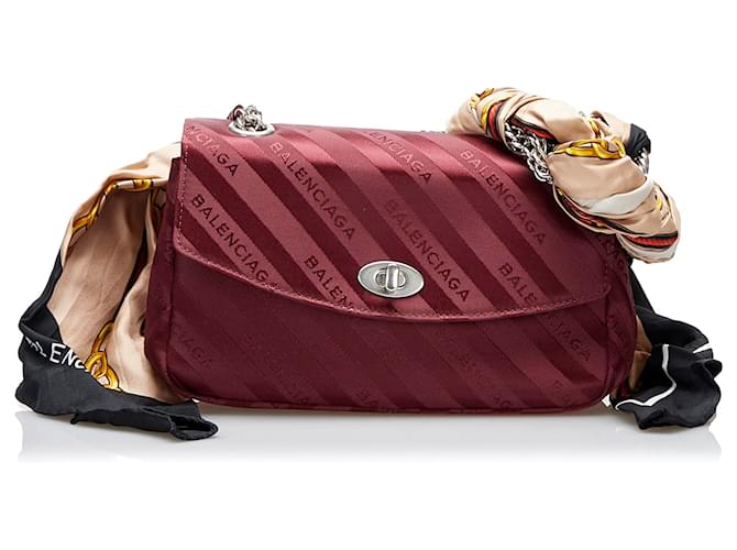 Balenciaga Red Satin Lock Round S Cloth ref.781045 - Joli Closet