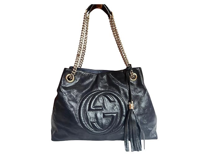 Borsa Gucci blu scuro in cotone