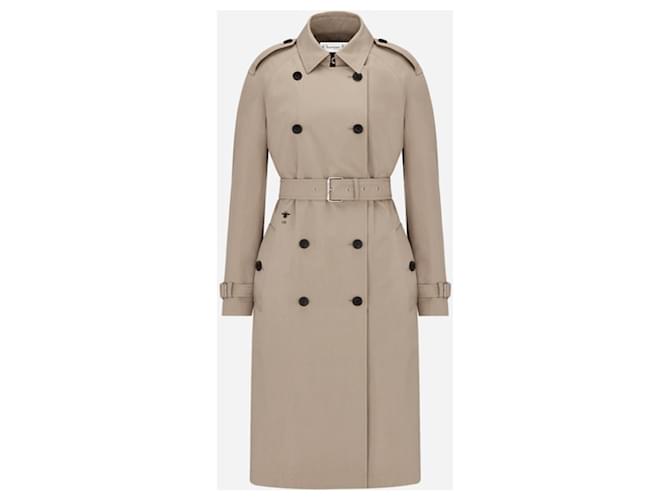 Christian Dior Dior Bee Logo Trench Coat Taupe Cotton ref