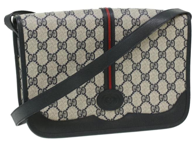 Bolsa de ombro linha xerez GUCCI GG cinza vermelho marinho 0011040551 Auth ro760 Azul marinho  ref.781636