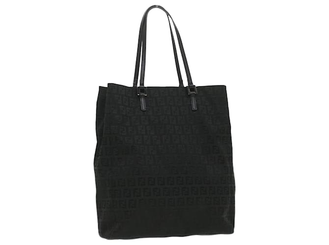 FENDI Zucchino Canvas Hand Bag Black Auth ki2671  ref.781654