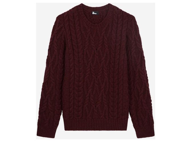 The Kooples Wollpullover Burgunderrot Irisches Motiv M Bordeaux