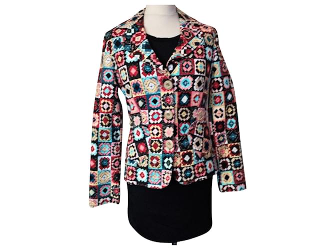 MOSCHINO JACKET DONNA PATCHWORK S 38/40 Multiple colors Cotton  ref.781877