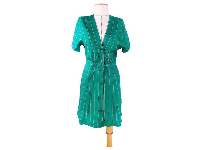 Vestido Sessun Menthol Stripe de viscosa Verde