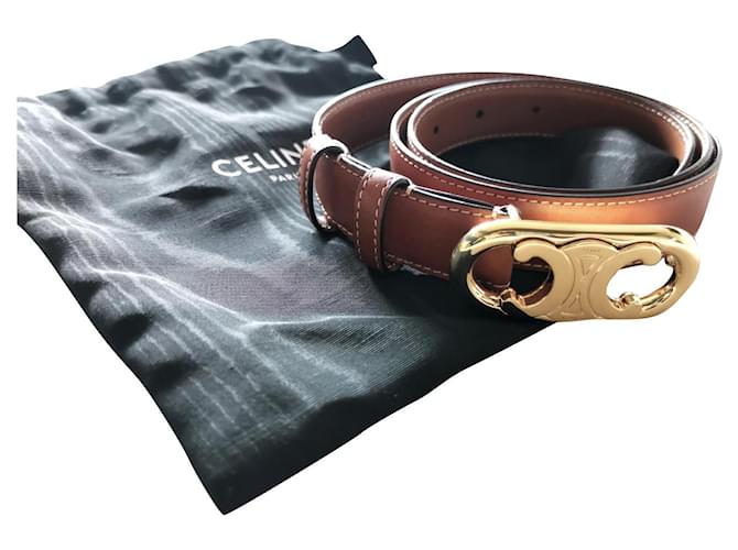 Céline Celine Medium Maillon Triomphe belt 85cm Brown Leather  ref.782028