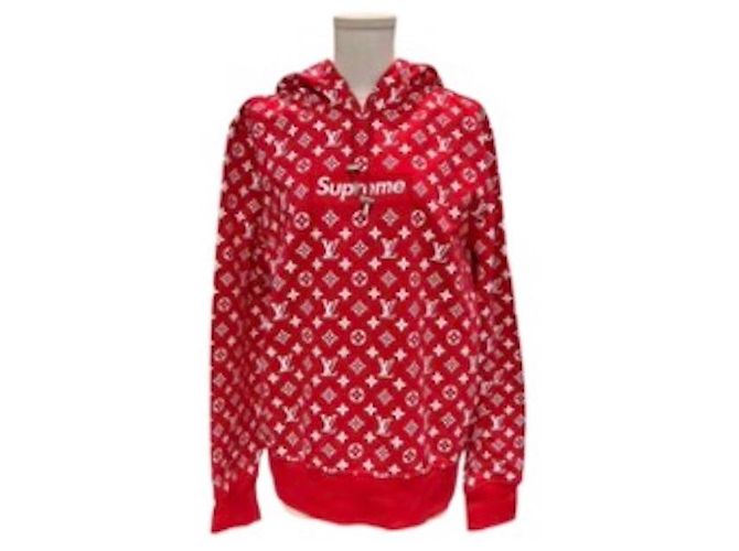 Sudadera con capucha Louis Vuitton x Supreme Monogram Roja