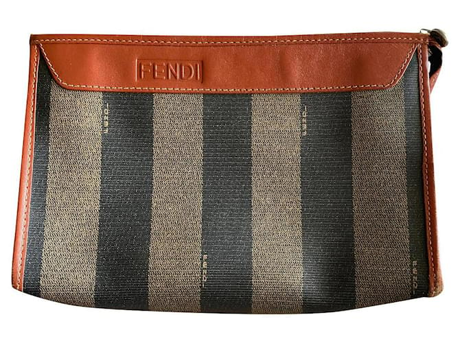 Fendi Clutch bags Brown Grey Leather  ref.782668