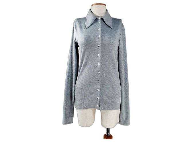 Lemaire Polo Langarm Top Grau Baumwolle