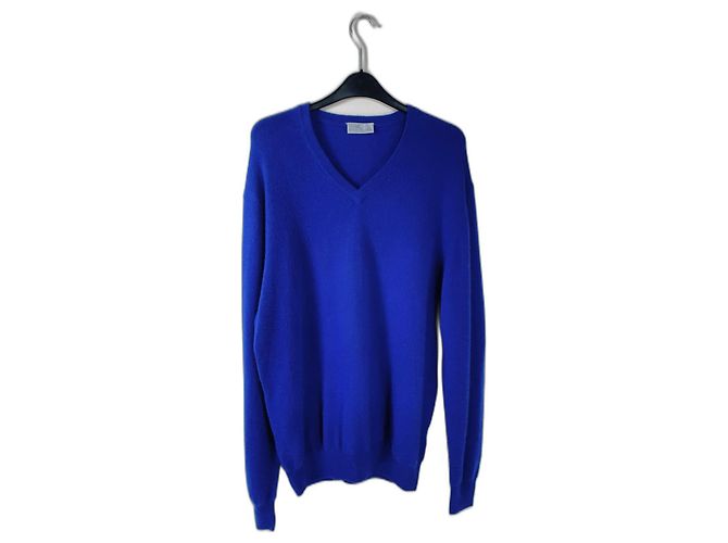 Autre Marque Max Tonso Kaschmirpullover blau V Ausschnitt XL