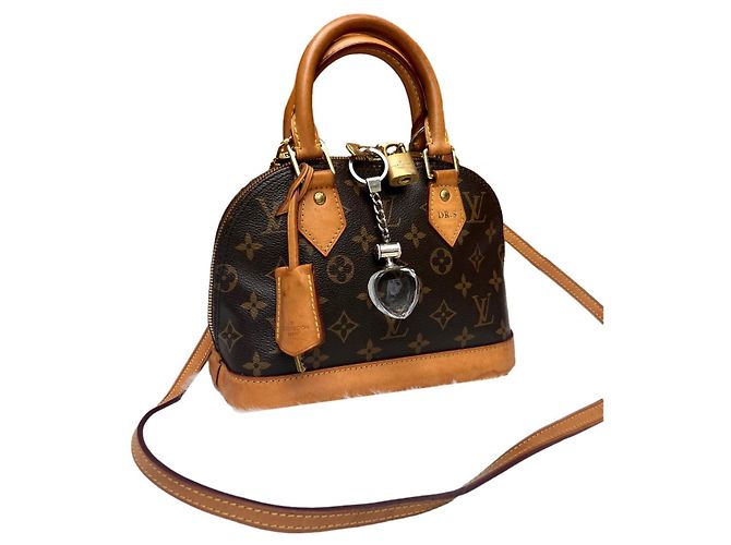 Louis Vuitton Alma Handtasche Braun Baumwolle
