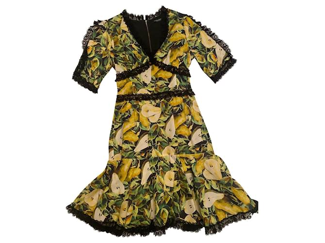 vestido Dolce & Gabbana, Comprimento médio Multicor Mostarda Algodão  ref.782998