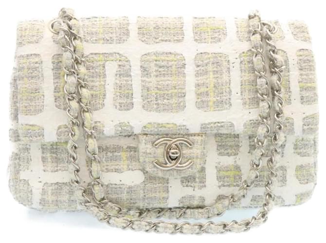 Classique Chanel Timeless Toile Blanc  ref.783024