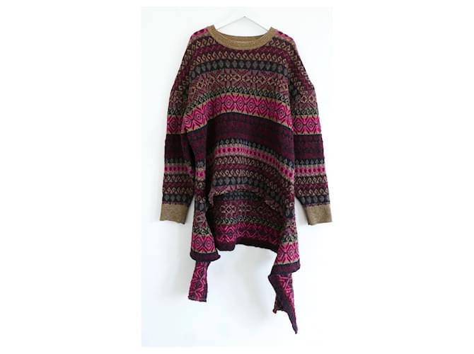 Balenciaga Distressed Hem Fairisle Sweater Dark Wool Polyamide ref.783323 - Closet