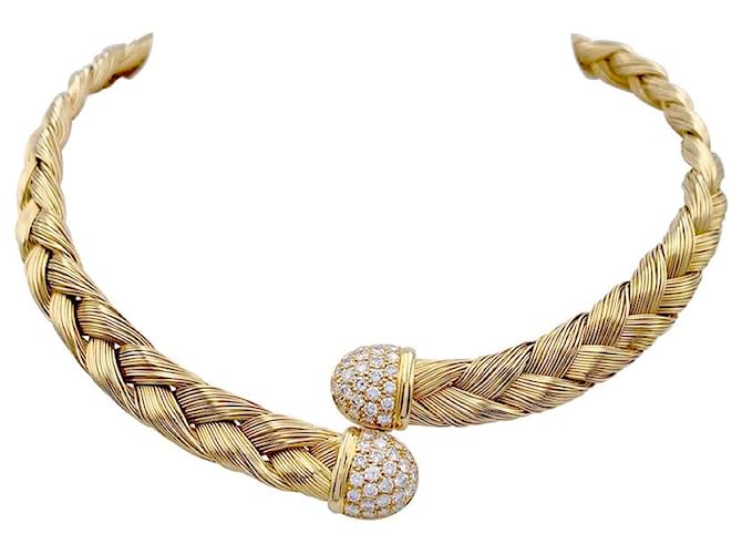 inconnue Vintage Halskette aus Gelbgold und Diamanten. Gelbes Gold  ref.783478