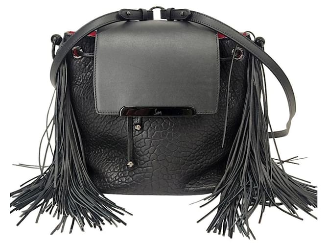 Christian Louboutin Double Face Backpack with Fringes Black Leather  ref.783580