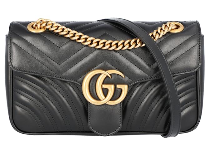 Gucci GG Marmont Small Black Leather Women's Shoulder Bag