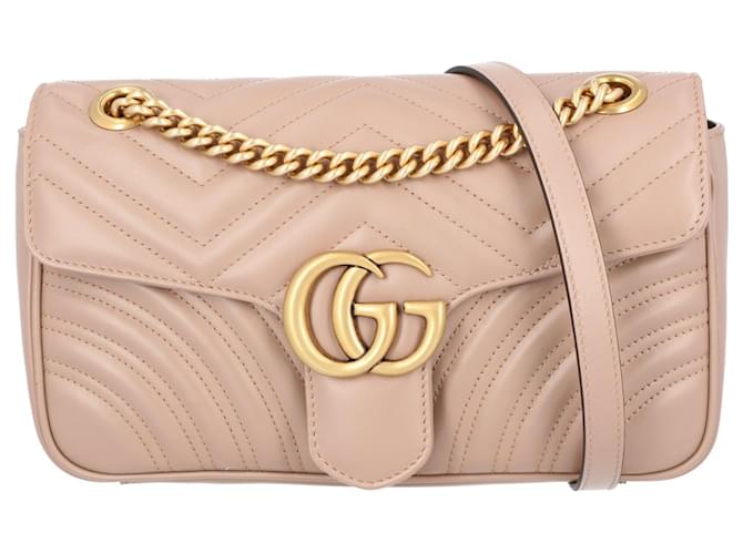 Gucci Marmont Small Matelasse Shoulder Bag in Dusty Pink - Bags