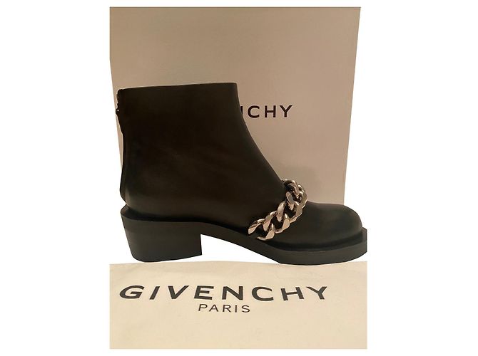 Givenchy Black Leather Ankle Boots Size 38