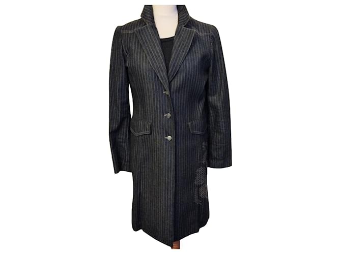 KENZO COAT COAT COUTURE LIGHT DENIM CROSS STITCH EMBROIDERY T 38/40 Navy blue  ref.784186