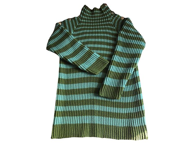 Alberta Ferretti Gestreifter Wollpullover Grün 