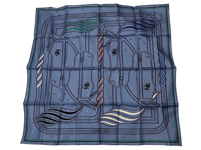 Hermès Plaza de hermes 70 seda de edición limitada Azul