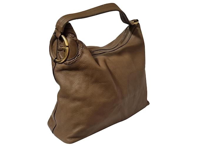 Gucci Twill hobo bag Brown Leather  ref.784385