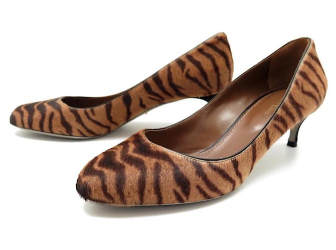 NEW SERGIO ROSSI DONNA PUMP SHOES 39.5IT 40.5FR POULAIN Brown Pony-style calfskin  ref.784677