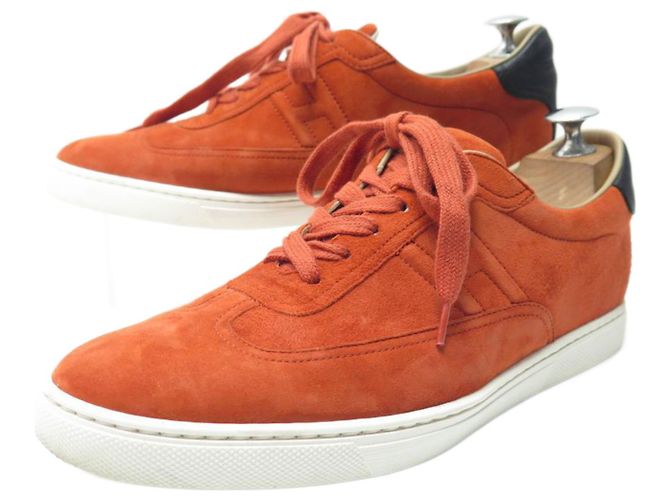 Hermès CHAUSSURES BASKETS HERMES QUICKER 39 CHEVRE VELOURS ORANGE BOITE SNEAKERS