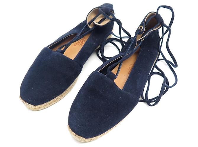 Hermès SCARPA ALLACCIATA NINE HERMES ESPADRILLAS IN CAMOSCIO BLU NAVY 36 pompe Svezia  ref.784723