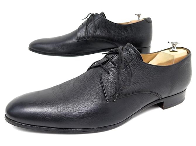 HESCHUNG JASMINE SHOES 10 44 BLACK GRAINED LEATHER DERBIES BLACK LEATHER  ref.784810