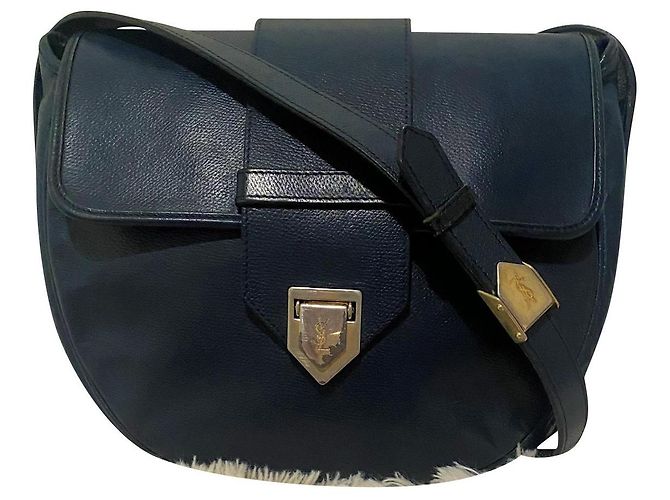 Borsa Yves Saint Laurent in pelle blu navy