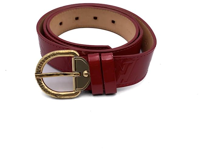 Louis Vuitton Red Pomme D'Amour Monogram Vernis Belt Size 90/36 Leather  ref.785482