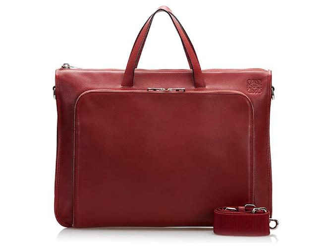 Loewe Leather Briefcase Red Pony-style calfskin  ref.785583