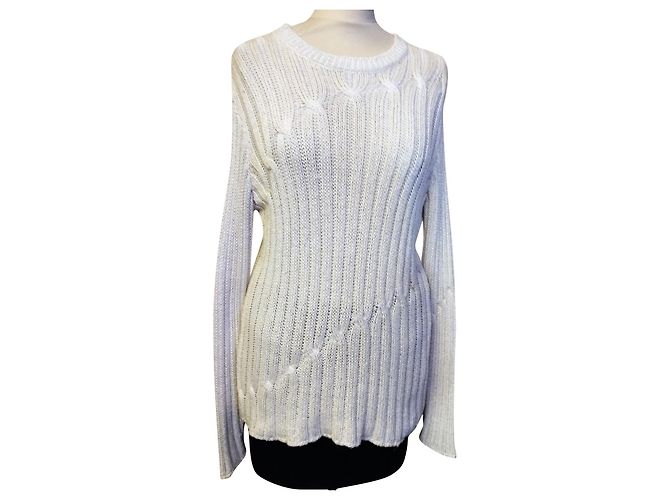 Cerruti 1881 CERRUTI STRICKPULLOVER TRENDY WOLLE LEINEN CREME EMERISE T 38/40/42 Aus weiß