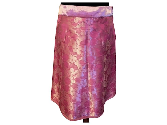 MARC JACOBS FARYTALE SKIRT RASPBERRY BROCHED SILK TUK 8 OR T38 Pink  ref.785705