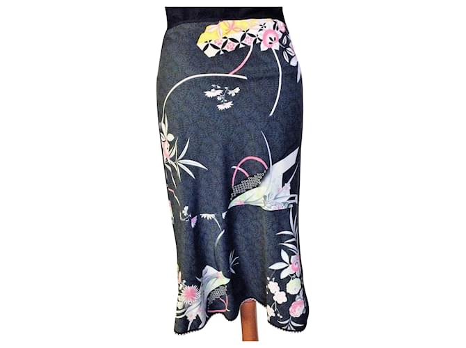 KENZO JUPE SKIRT  FLORALE ASYMETRIQUE  T 38/40 Polyester Multicolore  ref.785706