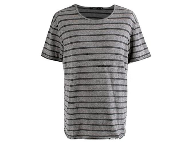 Dolce & Gabbana Grau gestreiftes T-Shirt aus Baumwolljersey Baumwolle  ref.785873