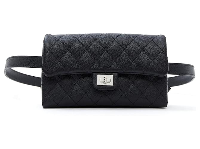 Chanel 2.55 BAG ON BELT BLACK ONE SIZE Leather ref.785988 - Joli Closet