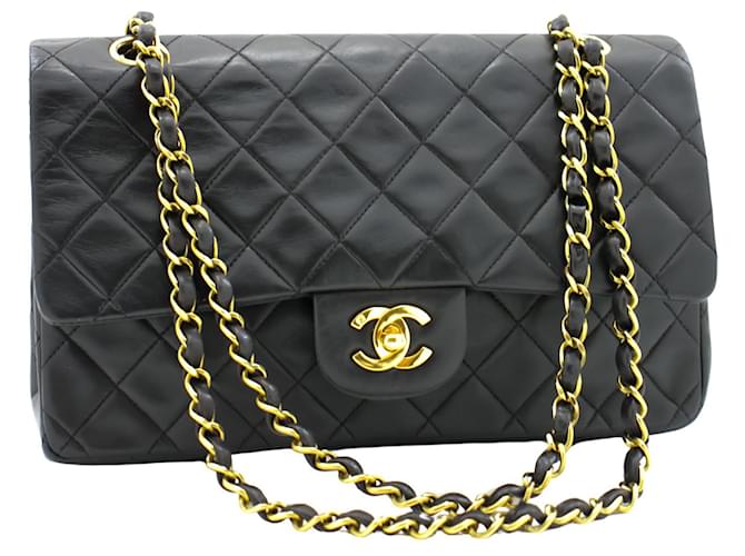 Classique Chanel Double Flap Cuir Noir  ref.786068