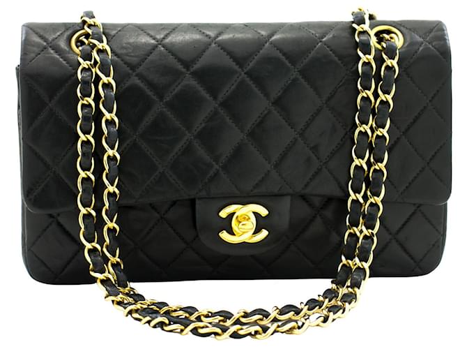 Classique Chanel Double Flap Cuir Noir  ref.786226