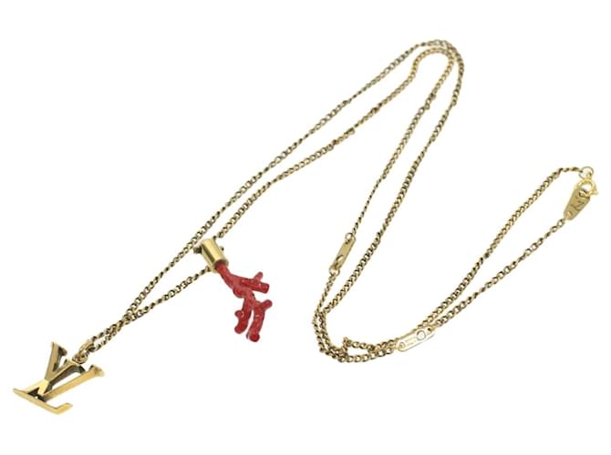 LOUIS VUITTON Coral LV Initials Necklace Metal Red Gold M68903 LV Auth  24655 Golden ref.786426 - Joli Closet