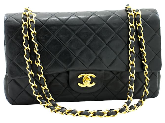 Classique Chanel Double Flap Cuir Noir  ref.786560