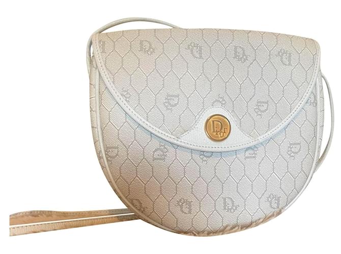 Christian Dior Handtaschen Weiß Leinwand  ref.786846