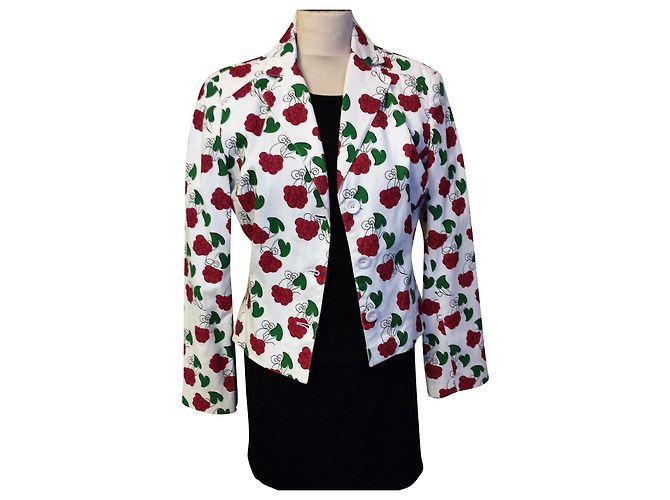 MOSCHINO JACKET LIPS EAT ME 3 BUTTONS MULTISIGLES RASPBERRY HEARTS T 42 Multiple colors
