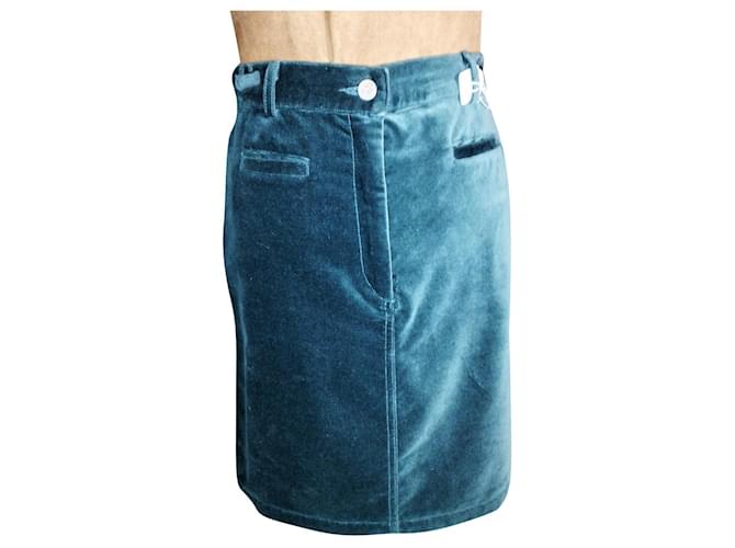 CALVIN KLEIN SKIRT SKIRT TRENDY PANNE VELVET EMERALD W 28 OR T 34 Green Pony-style calfskin  ref.786880