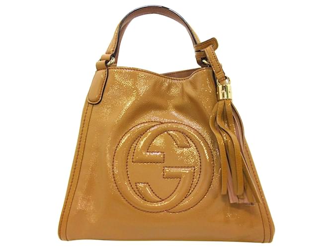 Gucci braune Soho-Tasche Leder Lackleder  ref.786908