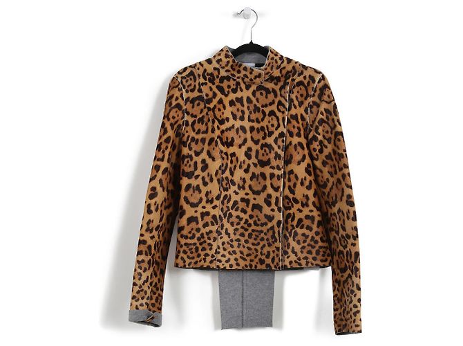 Giacca Vionnet in pelle di vitello leopardata Multicolore